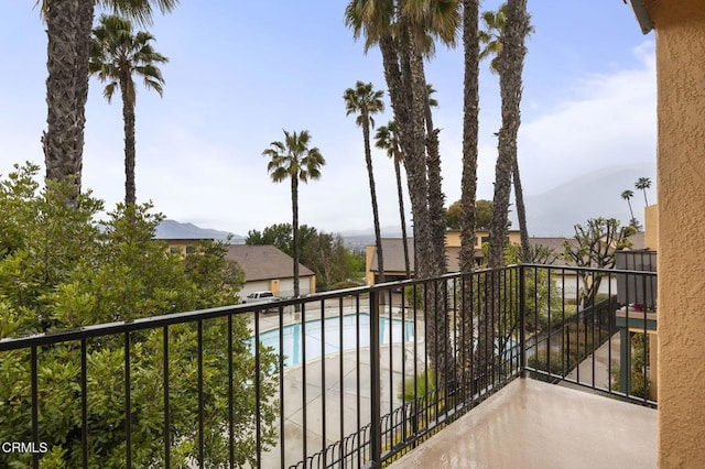 balcony with a mountain view