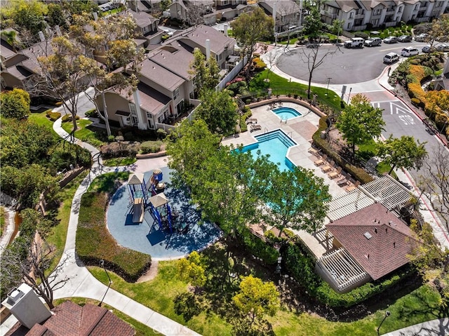 drone / aerial view featuring a residential view