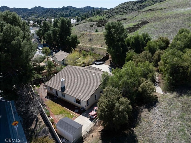 drone / aerial view with a mountain view