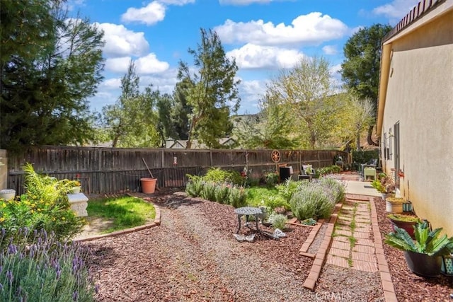 view of yard with a patio and a fenced backyard