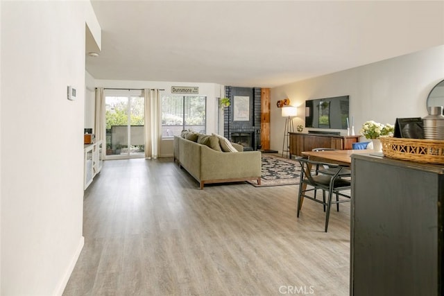 24837 Apple St Unit B, Newhall, CA 91321 - living area featuring light wood finished floors and a fireplace