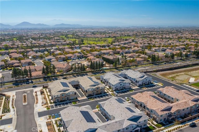 bird's eye view featuring a residential view and a mountain view