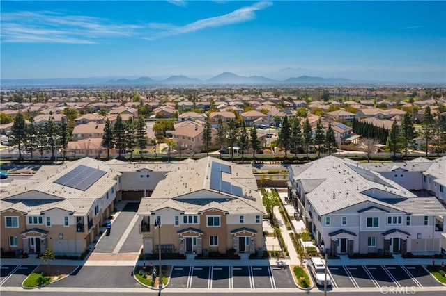 bird's eye view featuring a mountain view and a residential view