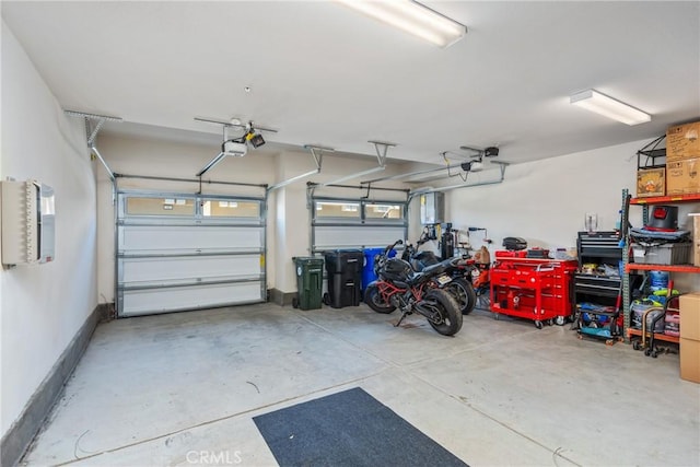 garage with a garage door opener