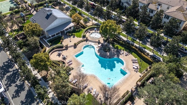 bird's eye view with a residential view