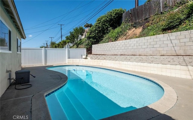 view of pool featuring a fenced in pool, a patio, and a fenced backyard