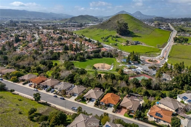 bird's eye view with a mountain view and a residential view