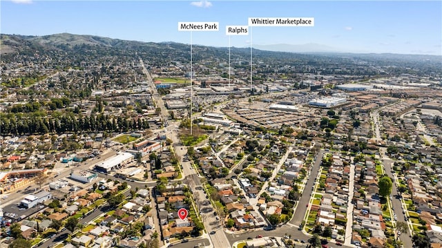 aerial view with a mountain view