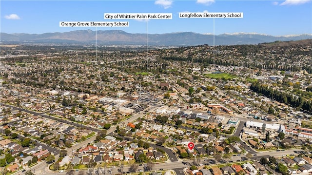 bird's eye view with a mountain view and a residential view