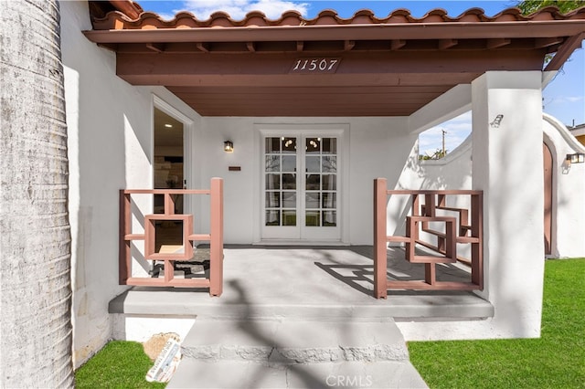 view of patio featuring french doors