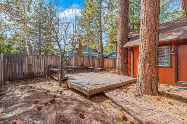 deck featuring a fenced backyard