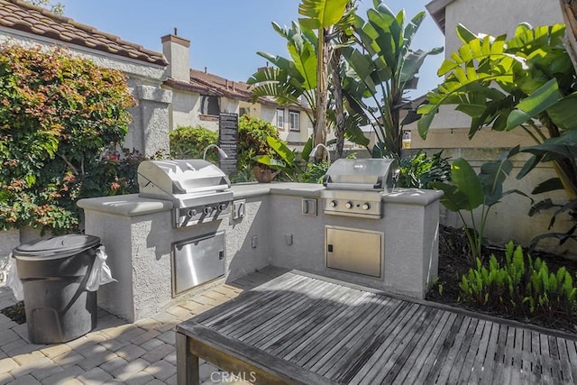 view of patio / terrace featuring grilling area and an outdoor kitchen