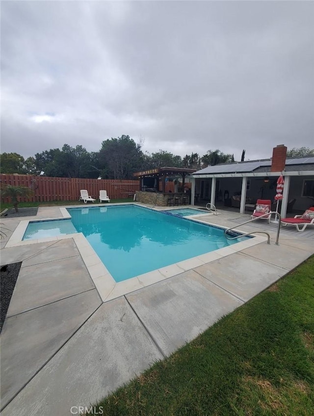 view of swimming pool with a patio, a fenced backyard, and a fenced in pool