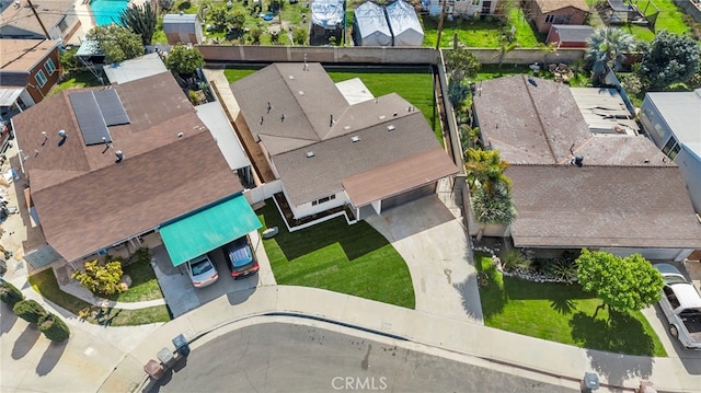 drone / aerial view with a residential view