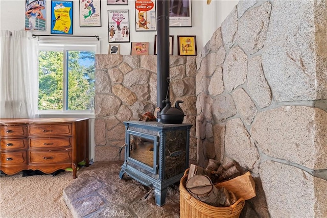 26509 Lake Forest Dr, Twin Peaks, CA 92391 - interior details featuring a wood stove