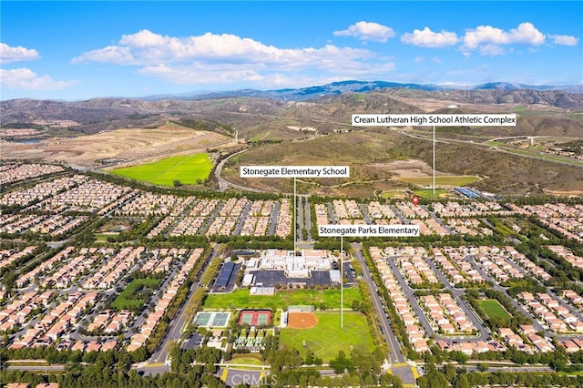 aerial view featuring a mountain view