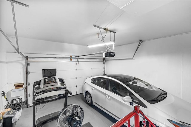 garage with a garage door opener