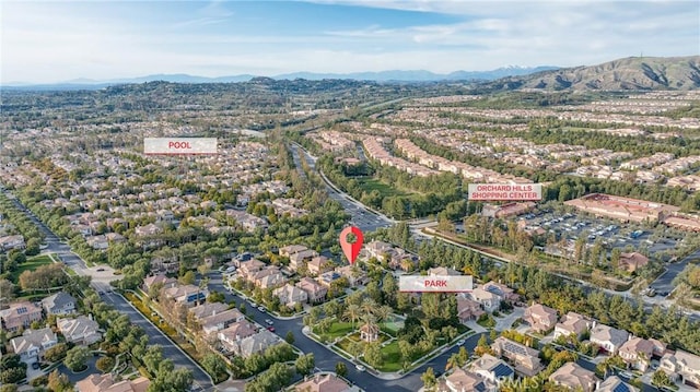 aerial view with a mountain view