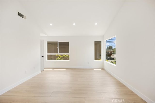 914 N Catalina St, Burbank, CA 91505 - empty room with recessed lighting, light wood-style flooring, baseboards, and high vaulted ceiling