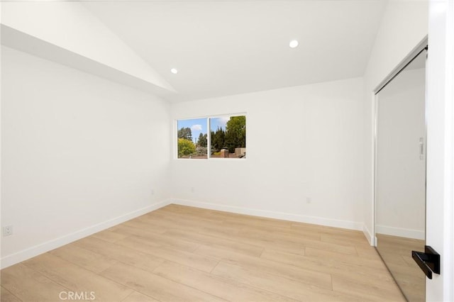 914 N Catalina St, Burbank, CA 91505 - unfurnished bedroom with lofted ceiling, recessed lighting, light wood-type flooring, baseboards, and a closet