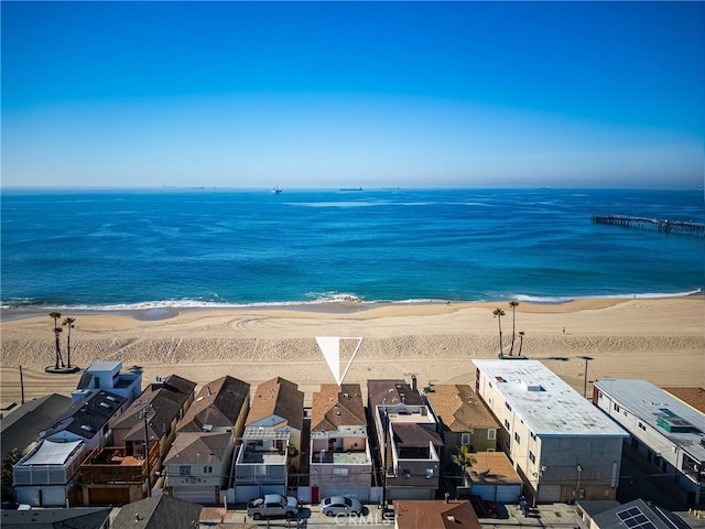 property view of water featuring a beach view