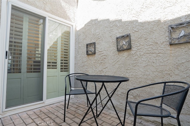 balcony with a patio area