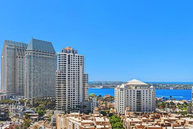 property's view of city with a water view