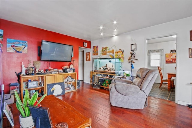 living room with hardwood / wood-style floors