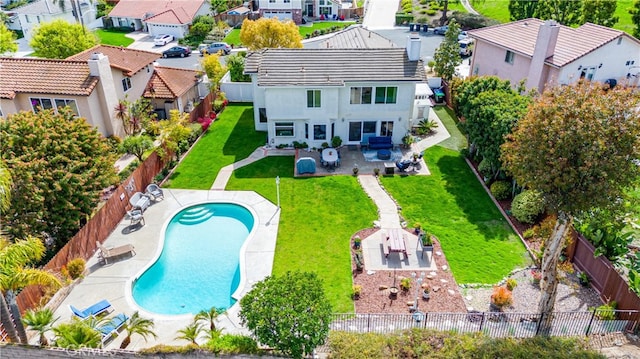 aerial view with a residential view