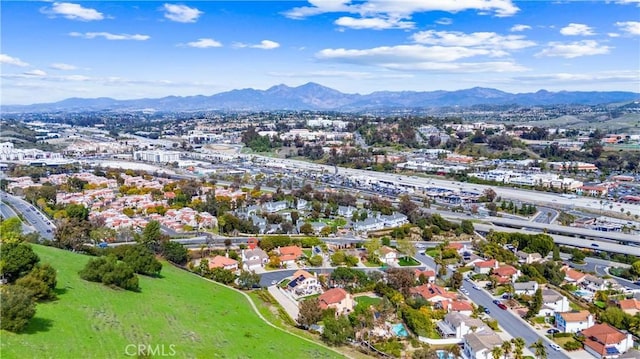 bird's eye view with a mountain view