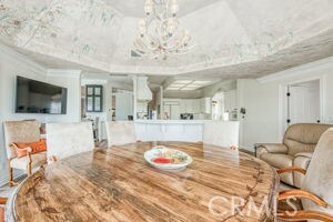 dining area featuring a chandelier
