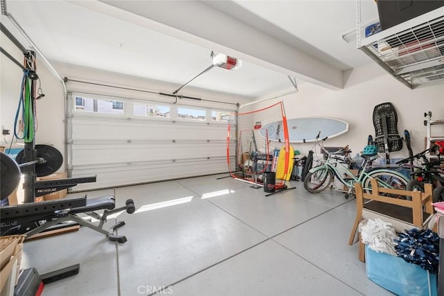 garage with a garage door opener