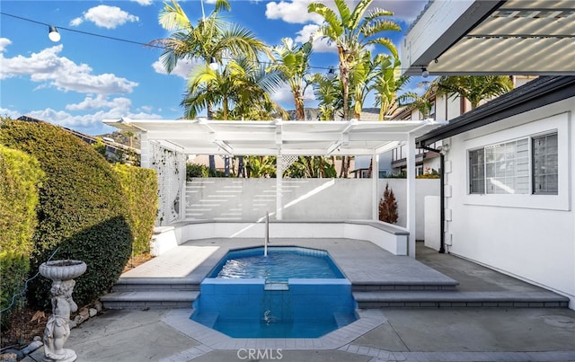 view of pool with a patio and a fenced backyard