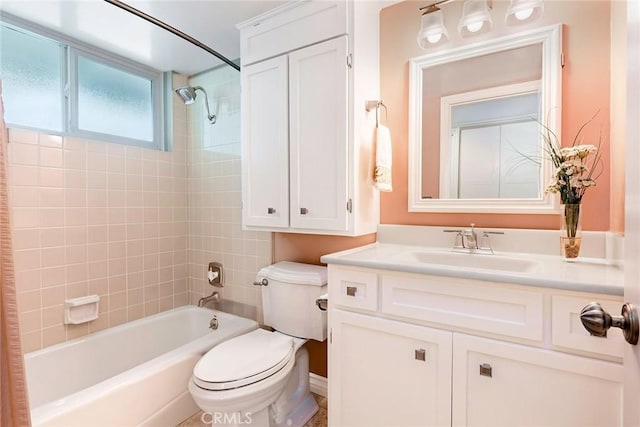 full bathroom featuring vanity, toilet, and shower / bathtub combination