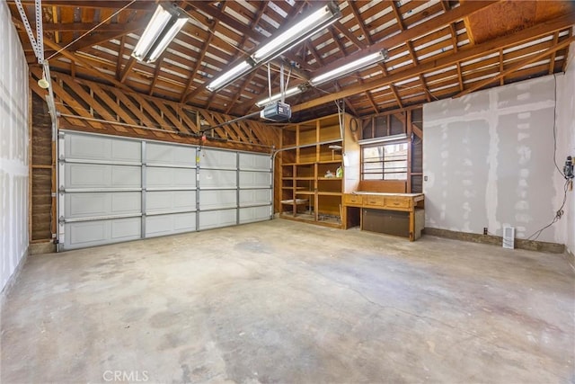 garage with a garage door opener