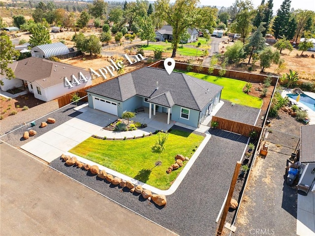 aerial view with a residential view