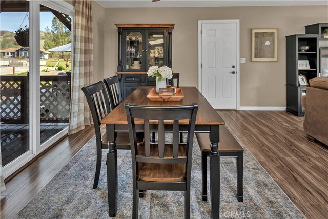 dining room featuring baseboards and wood finished floors