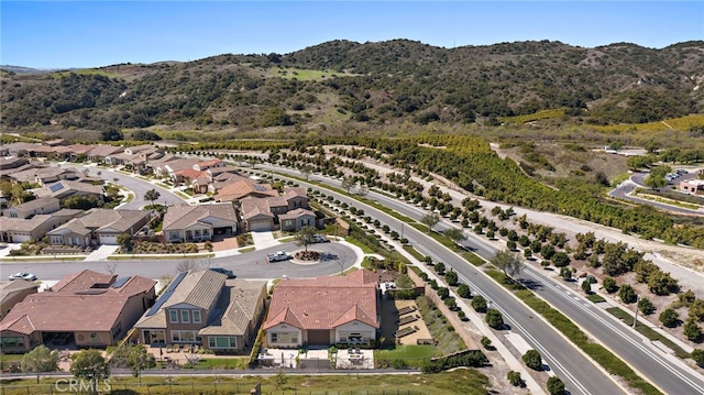 aerial view featuring a residential view and a mountain view