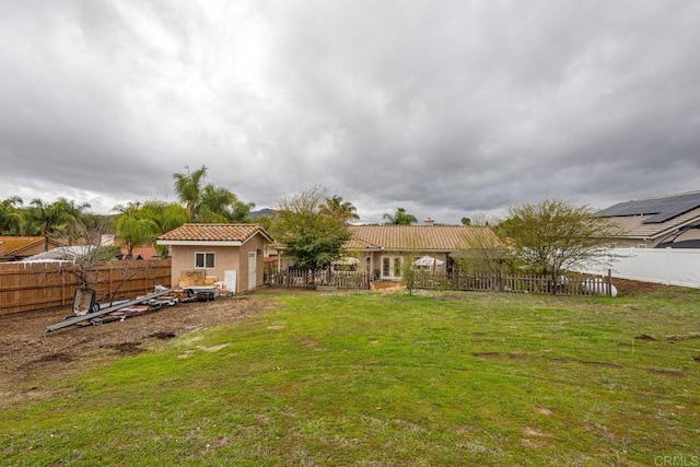 view of yard featuring a fenced backyard