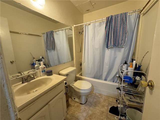 18620 Hatteras St Unit 166, Tarzana, CA 91356 - bathroom featuring vanity, tile patterned flooring, shower / bathtub combination with curtain, and toilet