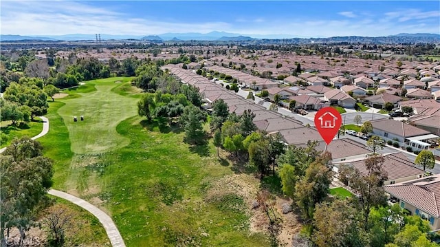 bird's eye view featuring a mountain view and a residential view