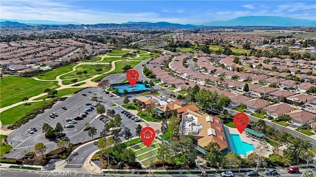 aerial view with a residential view and a mountain view