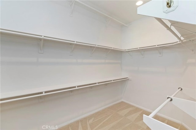 spacious closet with light colored carpet