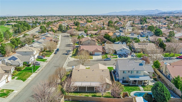 aerial view with a residential view and a mountain view