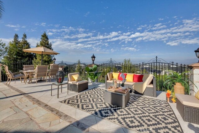 4440 Bergamo Dr, Encino, CA 91436 - view of patio featuring an outdoor hangout area and outdoor dining space