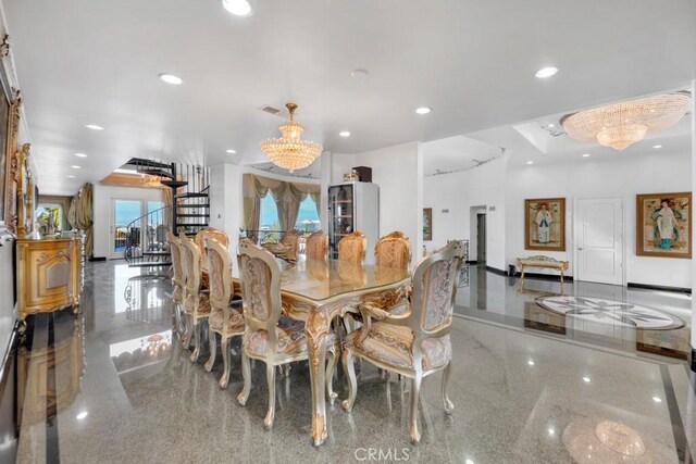 4440 Bergamo Dr, Encino, CA 91436 - dining area featuring a chandelier and recessed lighting