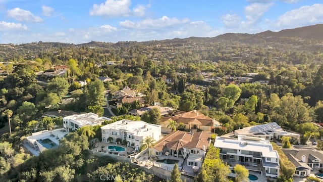 aerial view with a mountain view and a residential view