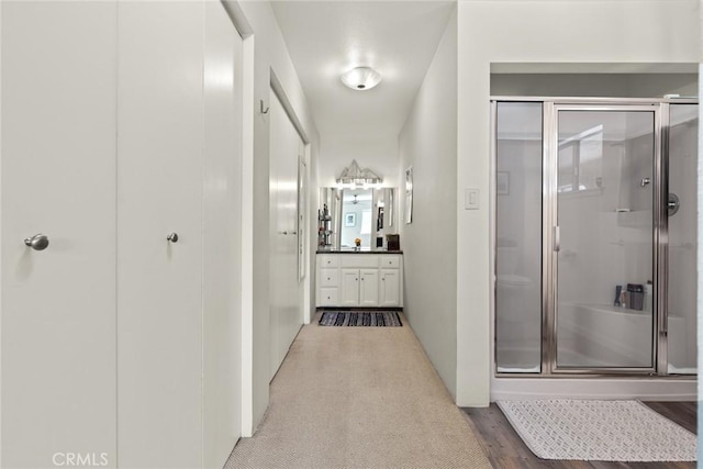 corridor featuring wood finished floors