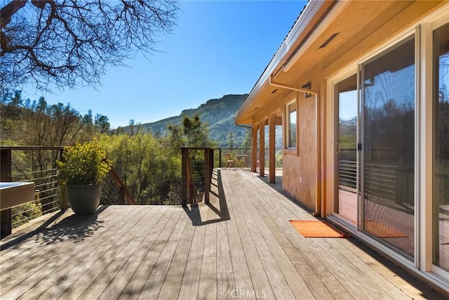 deck with a mountain view