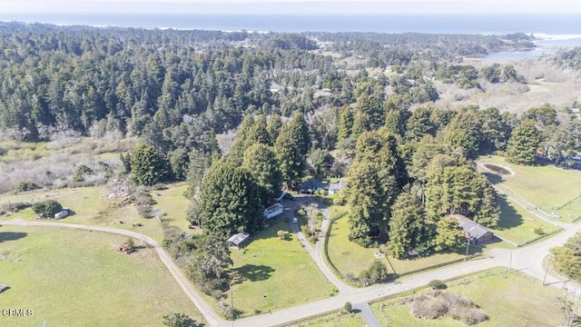 birds eye view of property with a forest view
